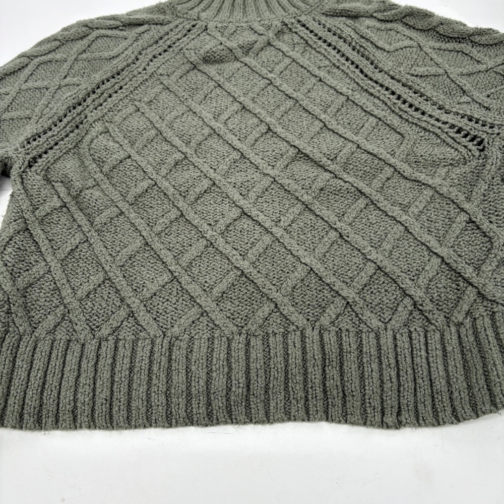American‎ Eagle Small mock neck cable knit chunky sweater Cropped Green - Picture 9 of 16